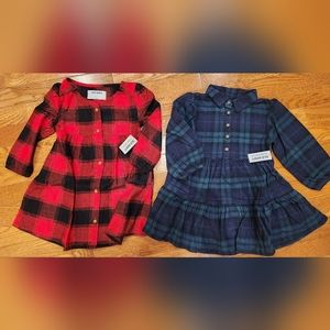 Brand New Old Navy 2T Adorable Long Sleeve Plaid Dresses